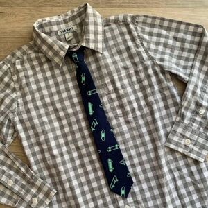 3/$30 | Old Navy | Gingham Plaid Button Up Shirt | 🛹 Skateboard Tie | Boys Small